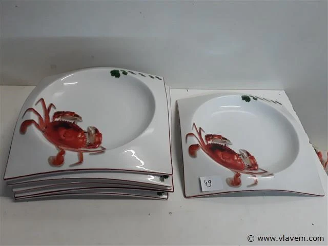6 x kreeftenbord porselein - afbeelding 1 van  2