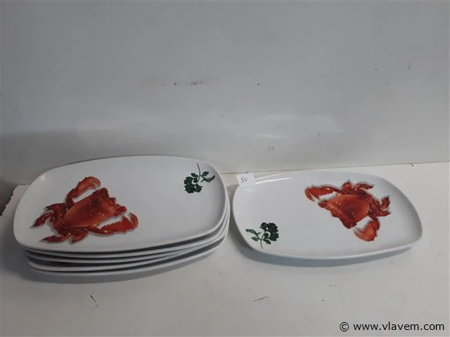 6 x kreeftenbord porselein - afbeelding 1 van  2
