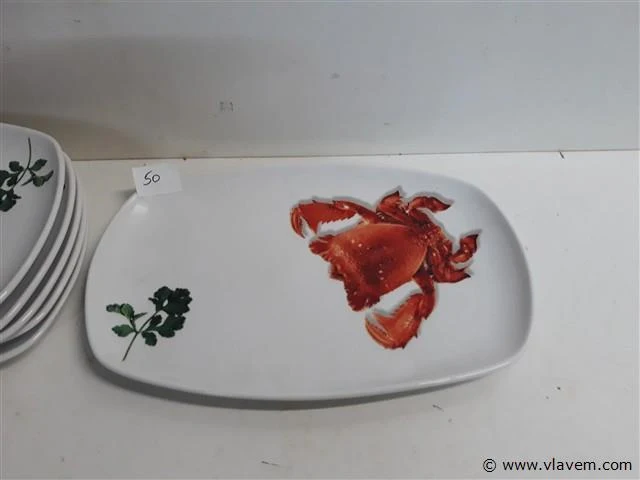 6 x kreeftenbord porselein - afbeelding 2 van  2