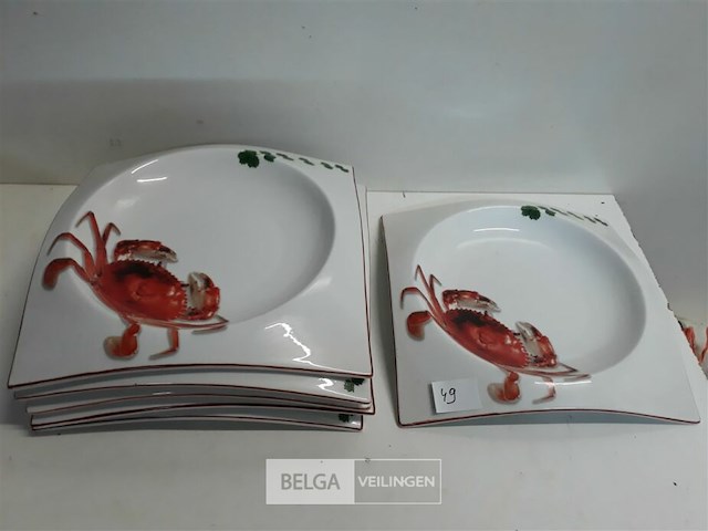 6 x kreeftenbord porselein - afbeelding 2 van  3