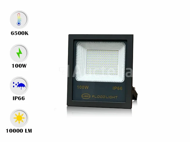 6 x led breedstraler 100w - waterdicht ip66 - 6500k koud wit - afbeelding 3 van  4