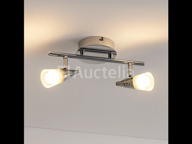 6 x led plafondlamp – 2 spots – di03 – 2 x 5w max – 4000k – neutraal wit – zilver - afbeelding 2 van  4