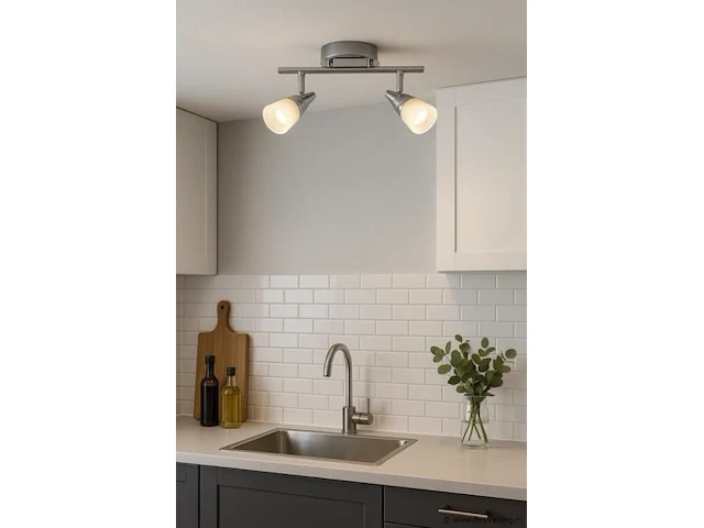 6 x led plafondlamp – 2 spots – di03 – 2 x 5w max – 4000k – neutraal wit – zilver - afbeelding 1 van  4