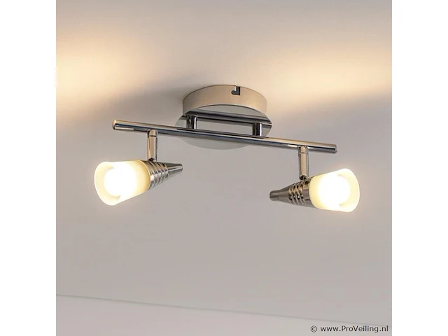 6 x led plafondlamp – 2 spots – di03 – 2 x 5w max – 4000k – neutraal wit – zilver - afbeelding 2 van  4