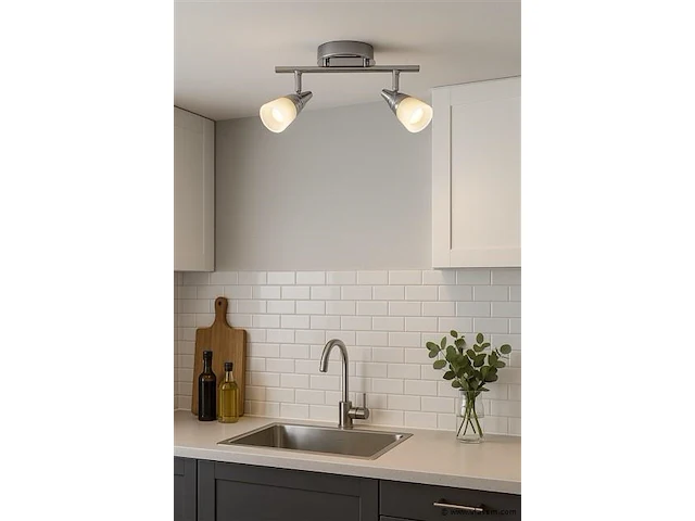 6 x led plafondlamp – 2 spots – di03 – 2 x 5w max – 4000k – neutraal wit – zilver - afbeelding 1 van  4