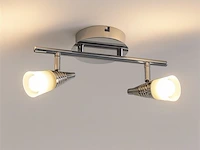 6 x led plafondlamp – 2 spots – di03 – 2 x 5w max – 4000k – neutraal wit – zilver - afbeelding 2 van  4