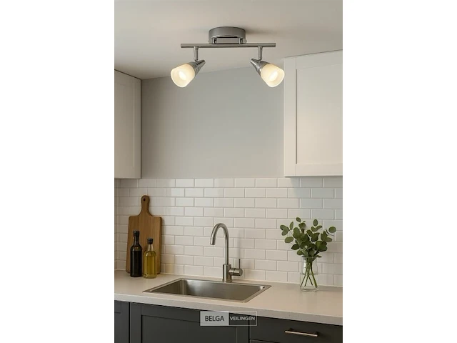 6 x led plafondlamp – 2 spots – di03 – 2 x 5w max – 4000k – neutraal wit – zilver - afbeelding 1 van  5