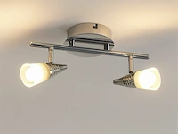 6 x led plafondlamp – 2 spots – di03 – 2 x 5w max – 4000k – neutraal wit – zilver - afbeelding 3 van  5