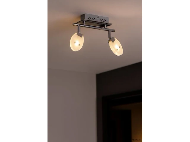 6 x led plafondlamp – 2 spots – hl7162l – 2 x 5w max – 4000k – neutraal wit – zilver - afbeelding 1 van  4