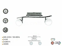 6 x led plafondlamp – 2 spots – hl7182l – 2 x 4w max – 4000k – neutraal wit – zilver - afbeelding 2 van  4