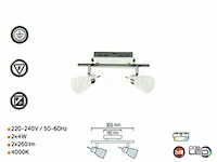 6 x led plafondlamp – 2 spots – hl7192l – 2 x 4w max – 4000k – neutraal wit – zilver - afbeelding 3 van  4