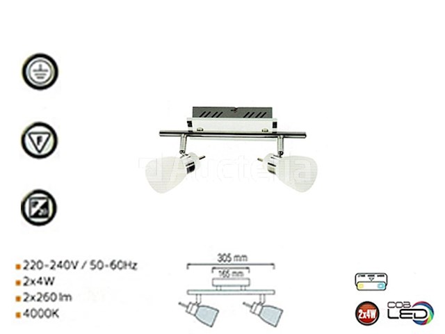 6 x led plafondlamp – 2 spots – hl7192l – 2 x 4w max – 4000k – neutraal wit – zilver - afbeelding 4 van  4