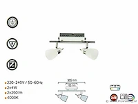 6 x led plafondlamp – 2 spots – hl7192l – 2 x 4w max – 4000k – neutraal wit – zilver - afbeelding 4 van  4