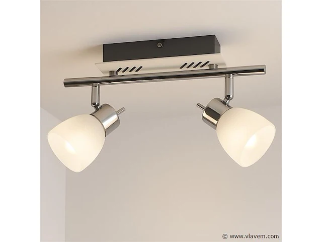 6 x led plafondlamp – 2 spots – hl7192l – 2 x 4w max – 4000k – neutraal wit – zilver - afbeelding 2 van  4