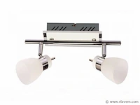 6 x led plafondlamp – 2 spots – hl7192l – 2 x 4w max – 4000k – neutraal wit – zilver - afbeelding 3 van  4