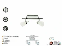 6 x led plafondlamp – 2 spots – hl7192l – 2 x 4w max – 4000k – neutraal wit – zilver - afbeelding 4 van  4