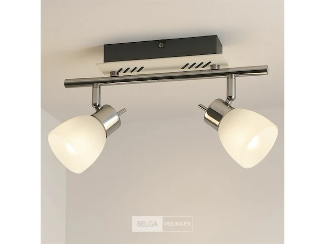 6 x led plafondlamp – 2 spots – hl7192l – 2 x 4w max – 4000k – neutraal wit – zilver - afbeelding 3 van  5
