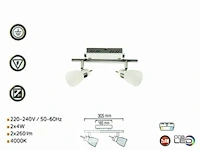 6 x led plafondlamp – 2 spots – hl7192l – 2 x 4w max – 4000k – neutraal wit – zilver - afbeelding 5 van  5