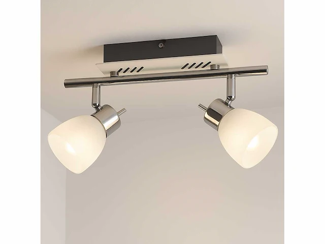 6 x led plafondlamp – 2 spots – hl7192l – 2 x 4w max – 4000k – neutraal wit – zilver - afbeelding 2 van  4