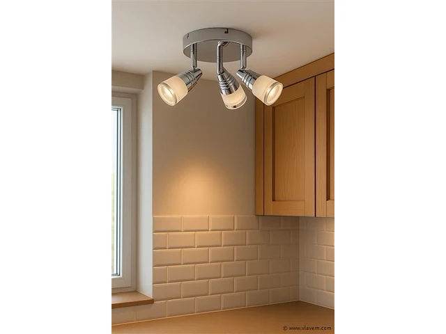6 x led plafondlamp – 3 spots – di01 – 5w – 4000k – neutraal wit – zilver - afbeelding 1 van  4