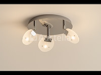6 x led plafondlamp – 3 spots – hl7160l – max 3 x 5w – 4000k – neutraal wit – zilver - afbeelding 1 van  4
