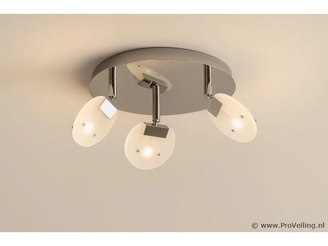 6 x led plafondlamp – 3 spots – hl7160l – max 3 x 5w – 4000k – neutraal wit – zilver - afbeelding 2 van  4