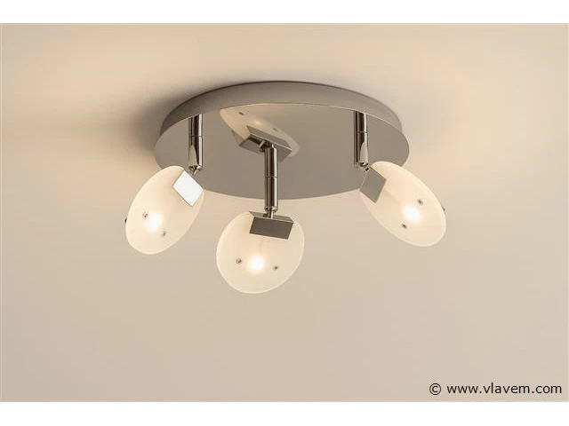 6 x led plafondlamp – 3 spots – hl7160l – max 3 x 5w – 4000k – neutraal wit – zilver - afbeelding 2 van  4
