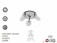 6 x led plafondlamp – 3 spots – hl7160l – max 3 x 5w – 4000k – neutraal wit – zilver - afbeelding 3 van  4