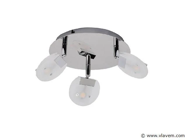 6 x led plafondlamp – 3 spots – hl7160l – max 3 x 5w – 4000k – neutraal wit – zilver - afbeelding 4 van  4