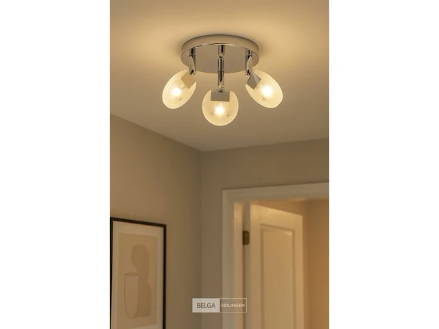 6 x led plafondlamp – 3 spots – hl7160l – max 3 x 5w – 4000k – neutraal wit – zilver - afbeelding 1 van  5