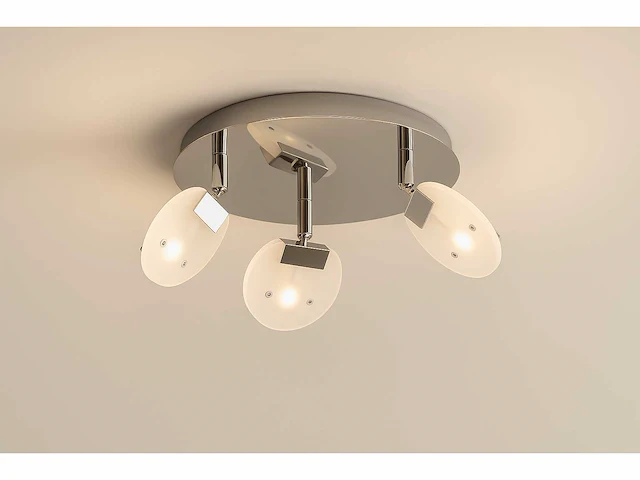 6 x led plafondlamp – 3 spots – hl7160l – max 3 x 5w – 4000k – neutraal wit – zilver - afbeelding 2 van  4