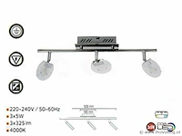 6 x led plafondlamp – 3 spots – hl7163l – 5w – 4000k – neutraal wit – zilver - afbeelding 3 van  4