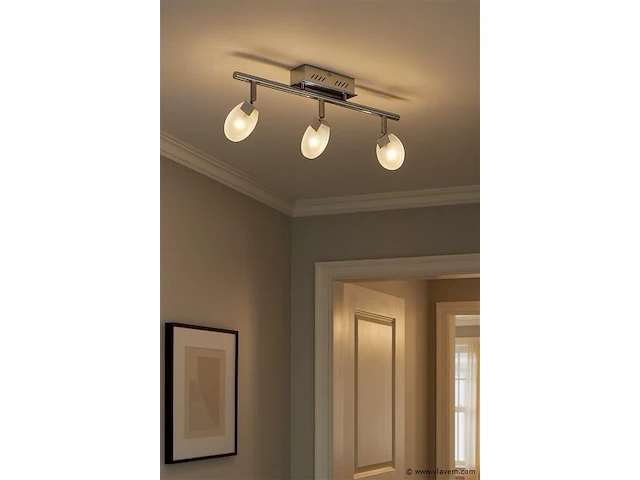 6 x led plafondlamp – 3 spots – hl7163l – 5w – 4000k – neutraal wit – zilver - afbeelding 2 van  4