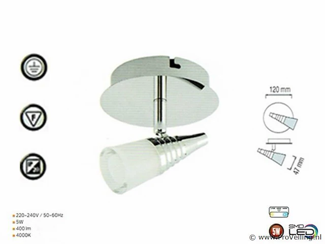 6 x led plafondspot – di02 – 5w – 4000k – neutraal wit – zilver - afbeelding 4 van  4