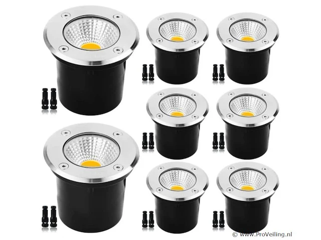 6 x led ronde grondspot7w – 600 lm – ip65 waterdicht – ø80 mm – rvs – buiten (sgd-2803) - afbeelding 1 van  5