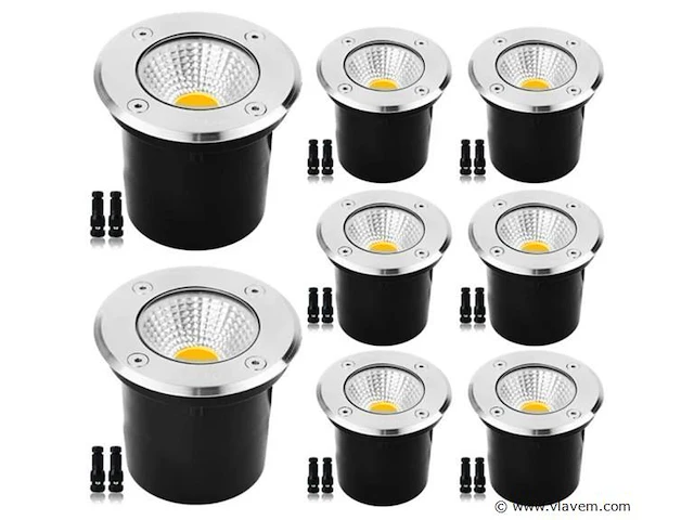 6 x led ronde grondspot7w – 600 lm – ip65 waterdicht – ø80 mm – rvs – buiten (sgd-2803) - afbeelding 1 van  5