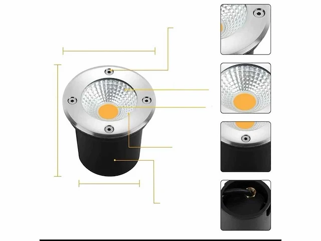 6 x led ronde grondspot7w – 600 lm – ip65 waterdicht – ø80 mm – rvs – buiten (sgd-2803) - afbeelding 2 van  5