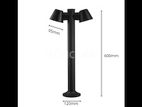 6 x led tuinlamp – 2 x gu10 roterend – 60 cm – ip54 waterdicht – zwart (sla-34) - afbeelding 2 van  2