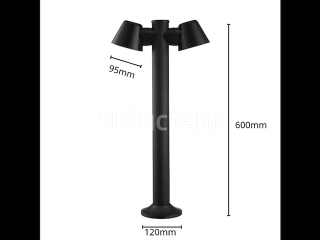 6 x led tuinlamp – 2 x gu10 roterend – 60 cm – ip54 waterdicht – zwart (sla-34) - afbeelding 1 van  5