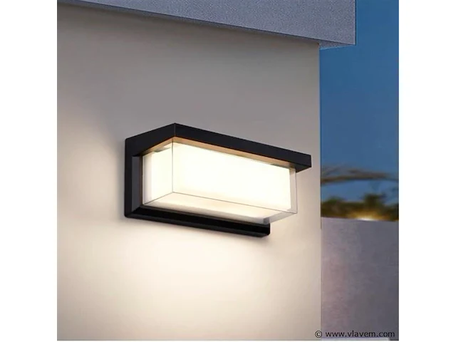 6 x led wandlamp 12w – 3500k neutraal wit – zwart – ip54 (saw-02) - afbeelding 2 van  4