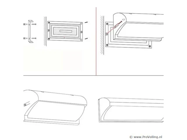 6 x led wandlamp 12w – 3500k neutraal wit – zwart – ip54 (saw-05) - afbeelding 4 van  4