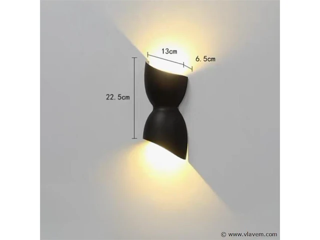 6 x led wandlamp torsvorm – 2 x 5w – 3500k neutraal wit – zwart – ip54 (sw-159) - afbeelding 2 van  4
