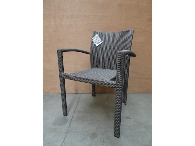 6 x luxury lounge ergo stapelbare wickerstoel met arm taupe - afbeelding 1 van  4