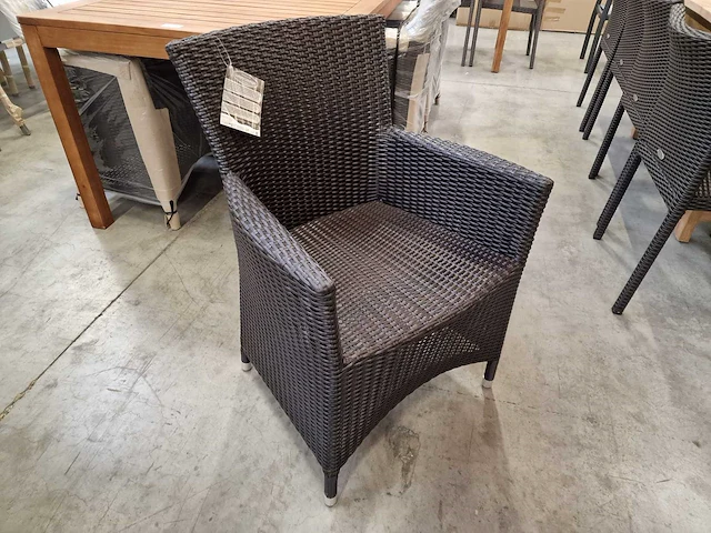 6 x luxury lounge wickerzetel met armleuning platte draad java brown - afbeelding 1 van  5