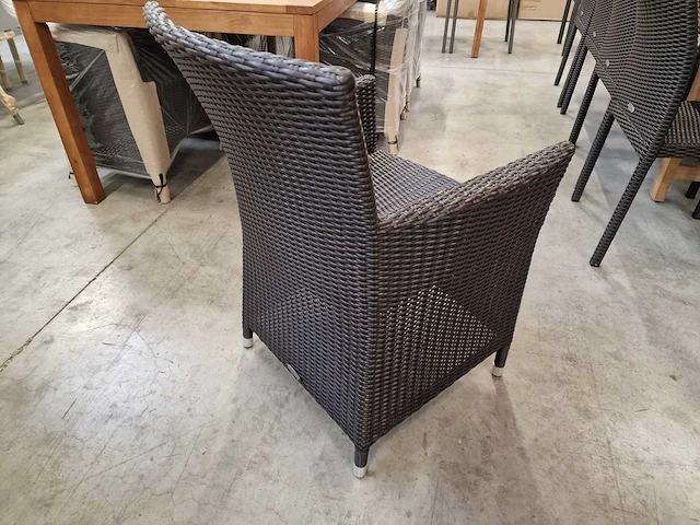 6 x luxury lounge wickerzetel met armleuning platte draad java brown - afbeelding 3 van  5