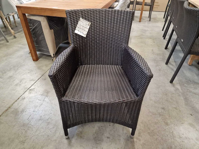 6 x luxury lounge wickerzetel met armleuning platte draad java brown - afbeelding 4 van  5