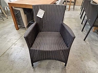 6 x luxury lounge wickerzetel met armleuning platte draad java brown - afbeelding 4 van  5
