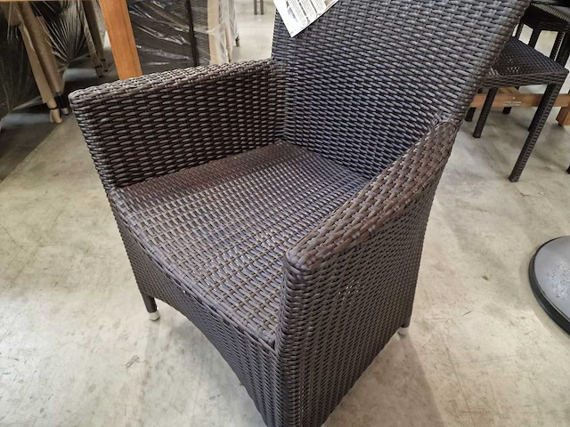 6 x luxury lounge wickerzetel met armleuning platte draad java brown - afbeelding 5 van  5