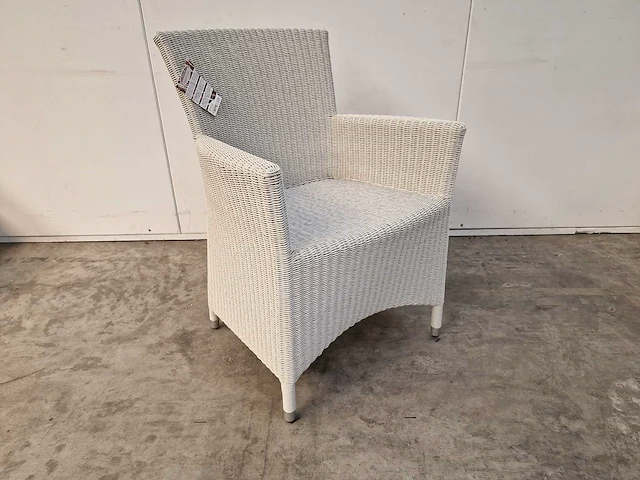 6 x luxury lounge wickerzetel met armleuning ronde draad wit - afbeelding 1 van  9
