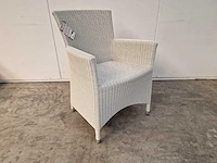 6 x luxury lounge wickerzetel met armleuning ronde draad wit - afbeelding 1 van  9